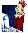 Student frightened of a computer - graphic